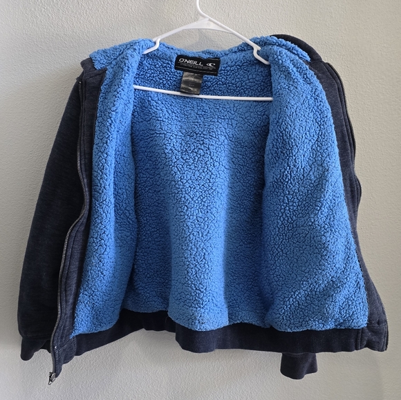 O'neill zipup dark grey hooded fleece jacket kids size medium - Picture 3 of 5